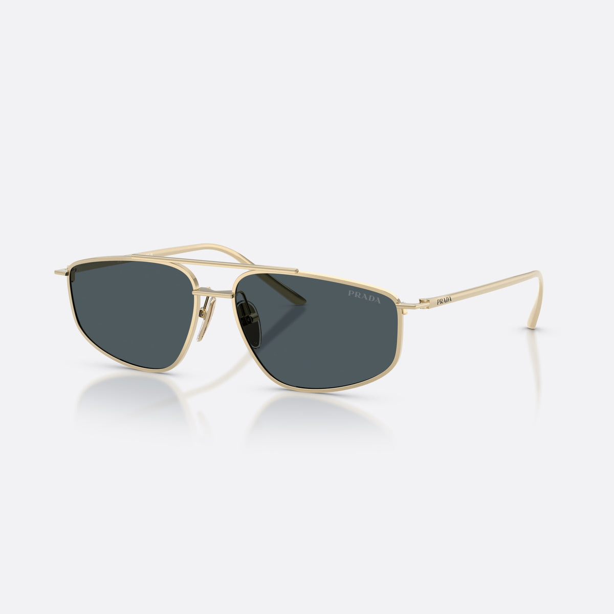 Ochelari de soare Prada PR C51S ZVN70B, pillow auriu, pentru femei, punte dublă cu bară superioară, literele brandului pe brațe