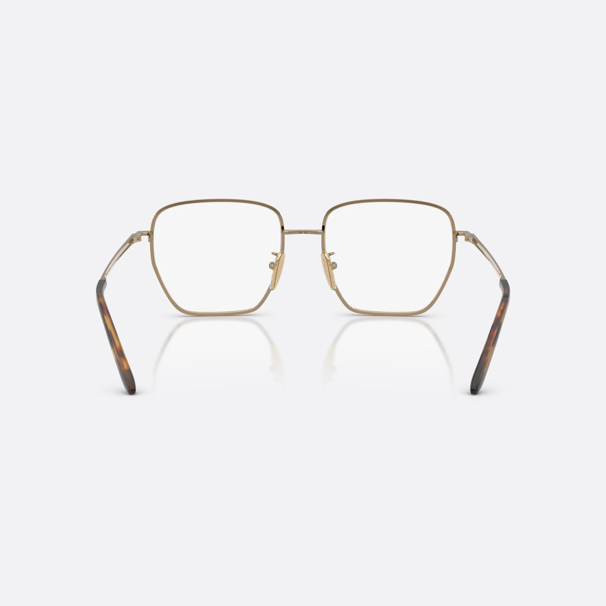 Prada PR C51VD 7OE1O1 eyeglasses, brown square frame for women, plain metal bridge, brand lettering on temples, back view