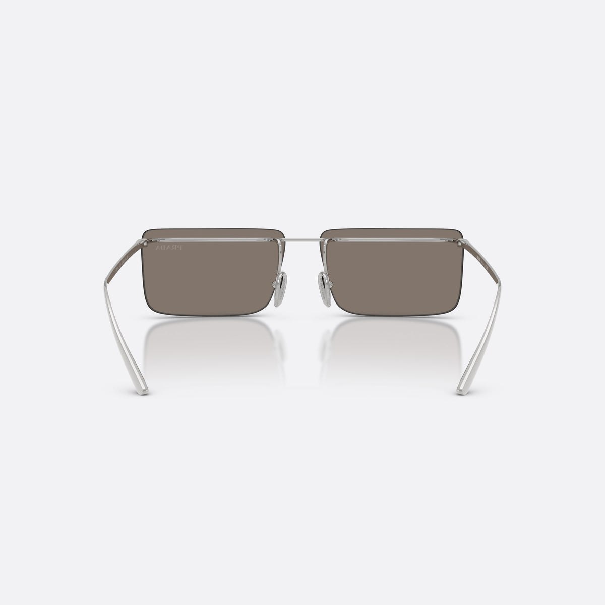 Ochelari de soare Prada PR C53S 1BC60N, rectangulari argintiu, pentru bărbați, punte metalică subțire, litere ale brandului pe braț, vedere din spate