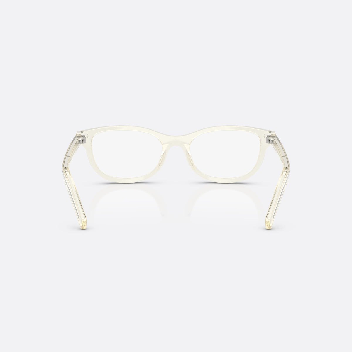 Rame ochelari de vedere Prada PR D01VU 12X1O1, ovali maro, pentru femei, punte simplă integrată, literele brandului pe brațe, vedere din spate