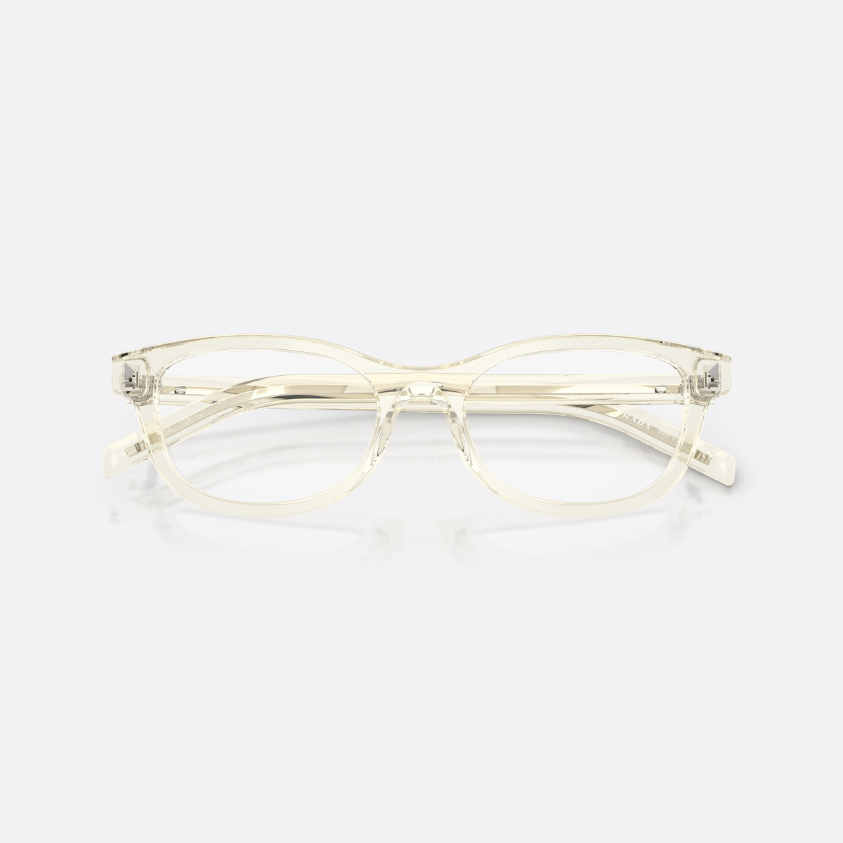 Rame ochelari de vedere Prada PR D01VU 12X1O1, ovali maro, pentru femei, punte simplă integrată, literele brandului pe brațe, cu brațele pliate