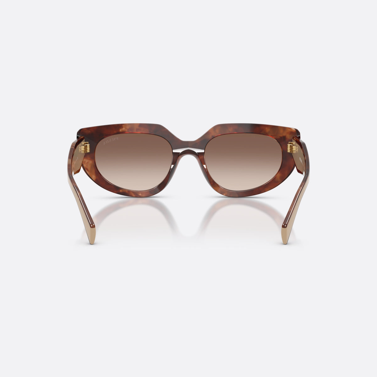Prada PR D02S 00K10S sunglasses, havana oval frame for women, saddle bridge with browline top, back view