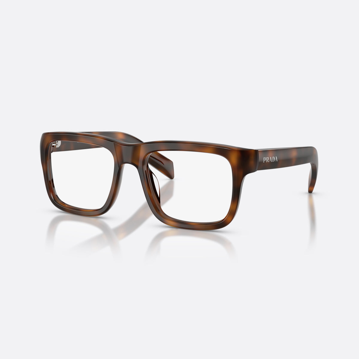 Rame ochelari de vedere Prada PR D02V 20D1O1, rectangulari havana, pentru bărbați, punte simplă tip șa, literele brandului pe brațe