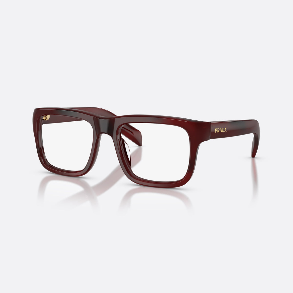Rame ochelari de vedere Prada PR D02V 25J1O1, rectangulari havana, pentru bărbați, punte dublă simplă, litere aurii ale brandului