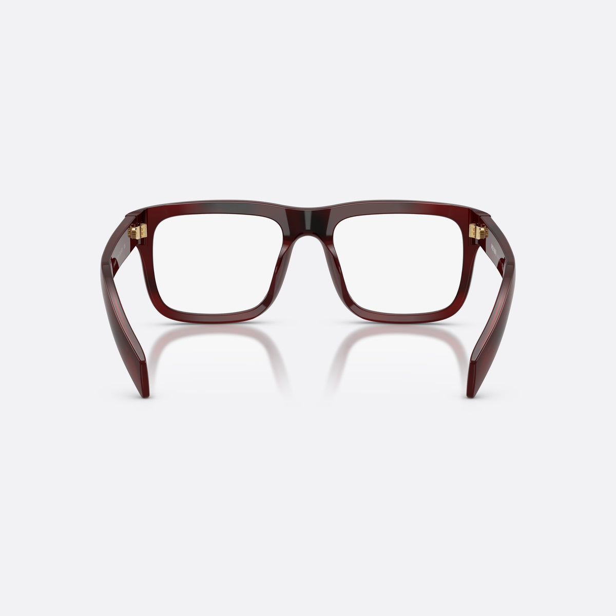 Rame ochelari de vedere Prada PR D02V 25J1O1, rectangulari havana, pentru bărbați, punte dublă simplă, litere aurii ale brandului, vedere din spate