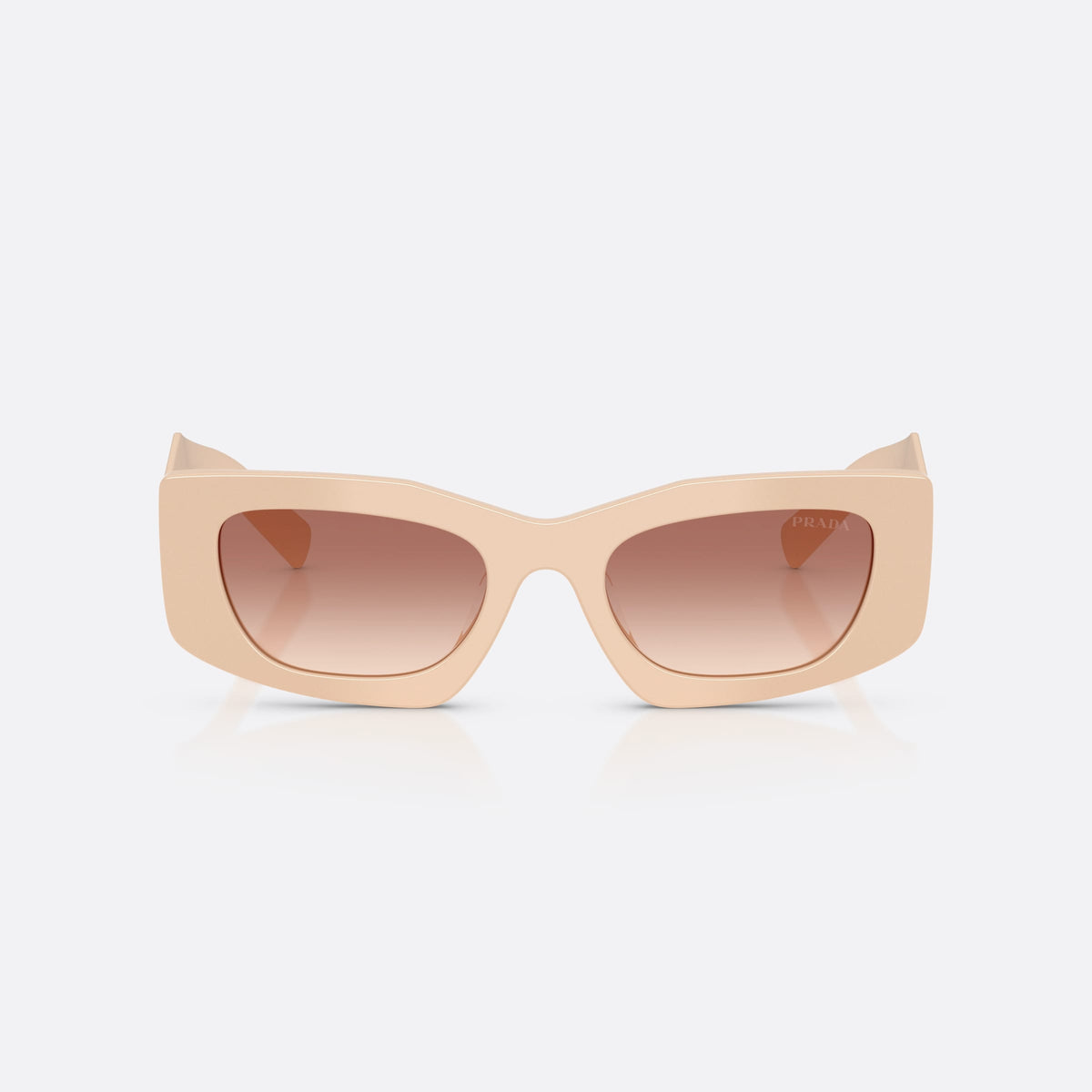 Prada PR D03SD 25B50L sunglasses, pink rectangle frame for women, plain bridge, brand logo plaque on temple, full-rim frame, front view