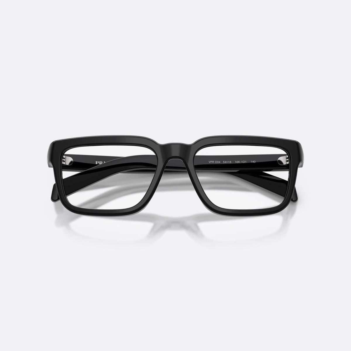 Rame ochelari de vedere Prada PR D04V 16K1O1, pillow negru, pentru femei, punte simplă, litere ale brandului pe braț, ramă completă, cu brațele pliate
