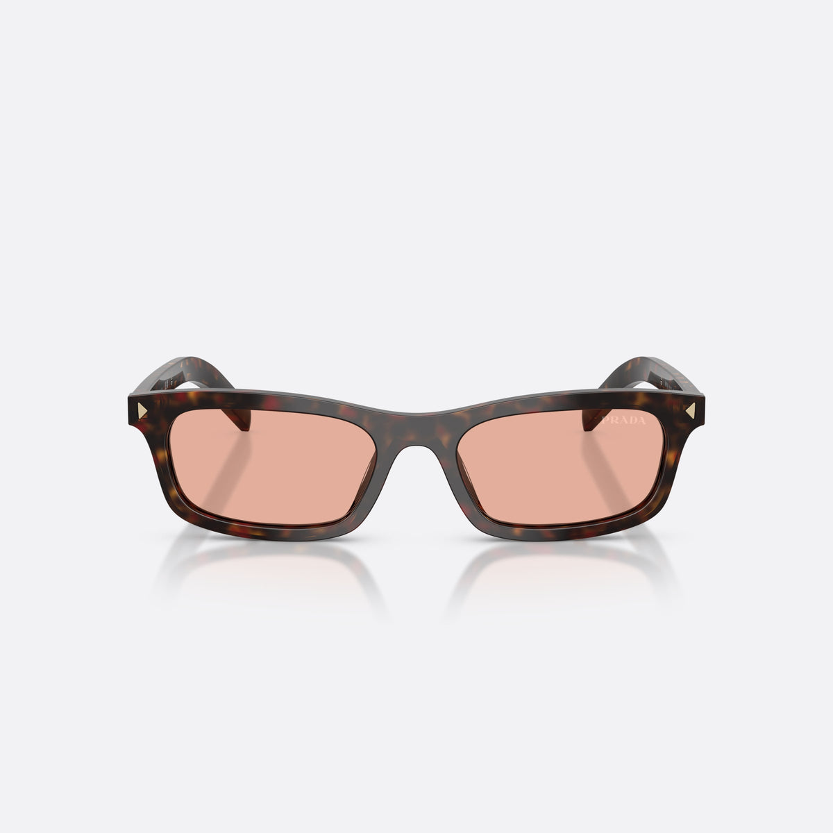 Prada PR D05S 17N50W sunglasses, havana pillow frame for women, plain bridge, integrated into front, full-rim frame, front view