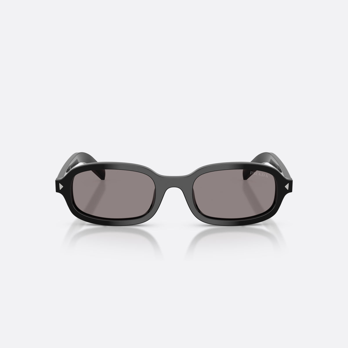 Ochelari de soare Prada PR D06S 16K03D, ovali negru, pentru femei, punte simplă, literele brandului pe brațe, ramă completă, vedere din față