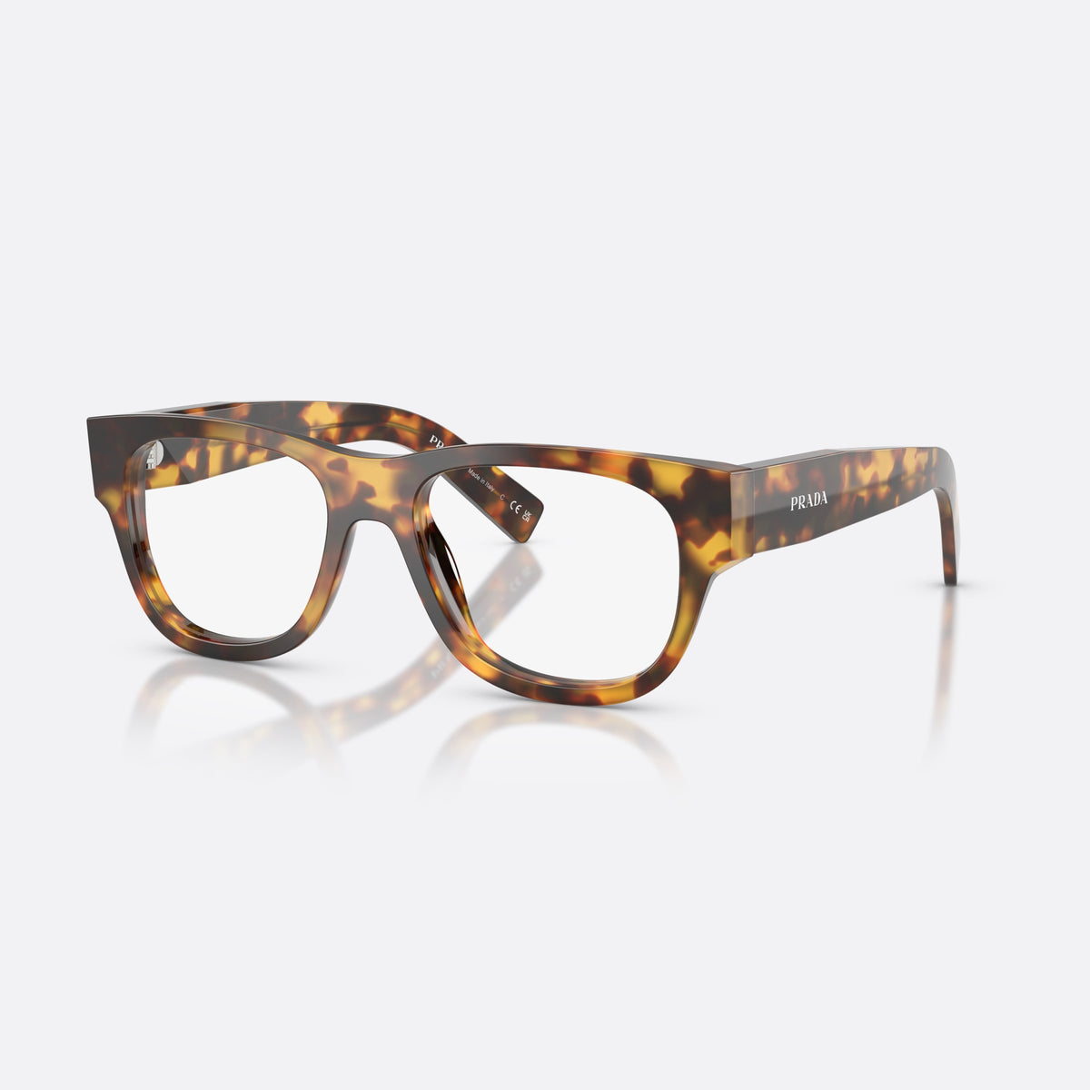 Rame ochelari de vedere Prada PR D08VU 14L1O1, patrati havana, pentru bărbați, punte simplă tip șa, literele brandului pe brațe