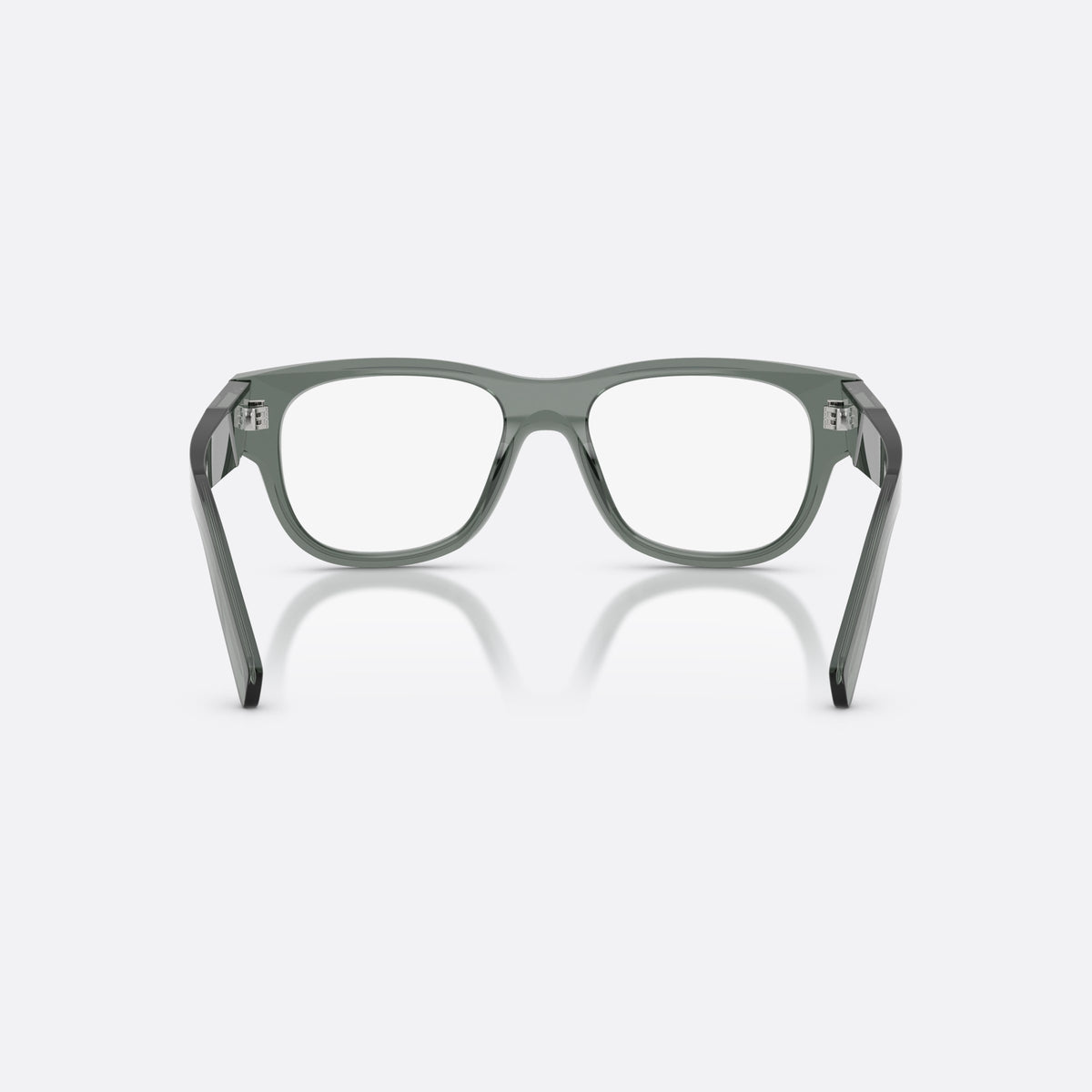 Prada PR D08VU 21J1O1 eyeglasses, grey square frame for men, plain bridge, integrated into frame, full-rim frame, back view