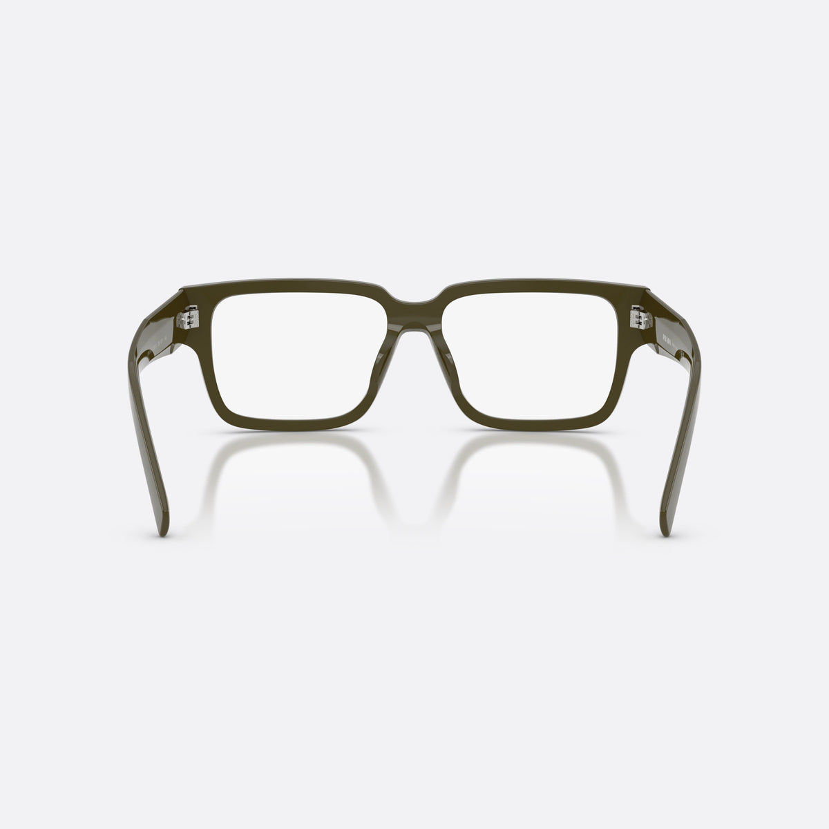 Rame ochelari de vedere Prada PR D10VD 26J1O1, rectangulari verde, pentru bărbați, punte simplă integrată, literele brandului pe brațe, vedere din spate