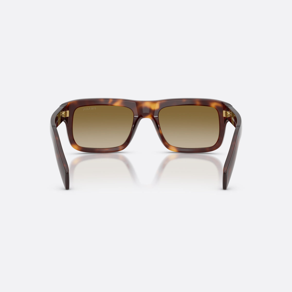 Ochelari de soare Prada PR D11S 15W20U, rectangulari havana, pentru bărbați, punte simplă, literele brandului pe brațe, ramă completă, vedere din spate