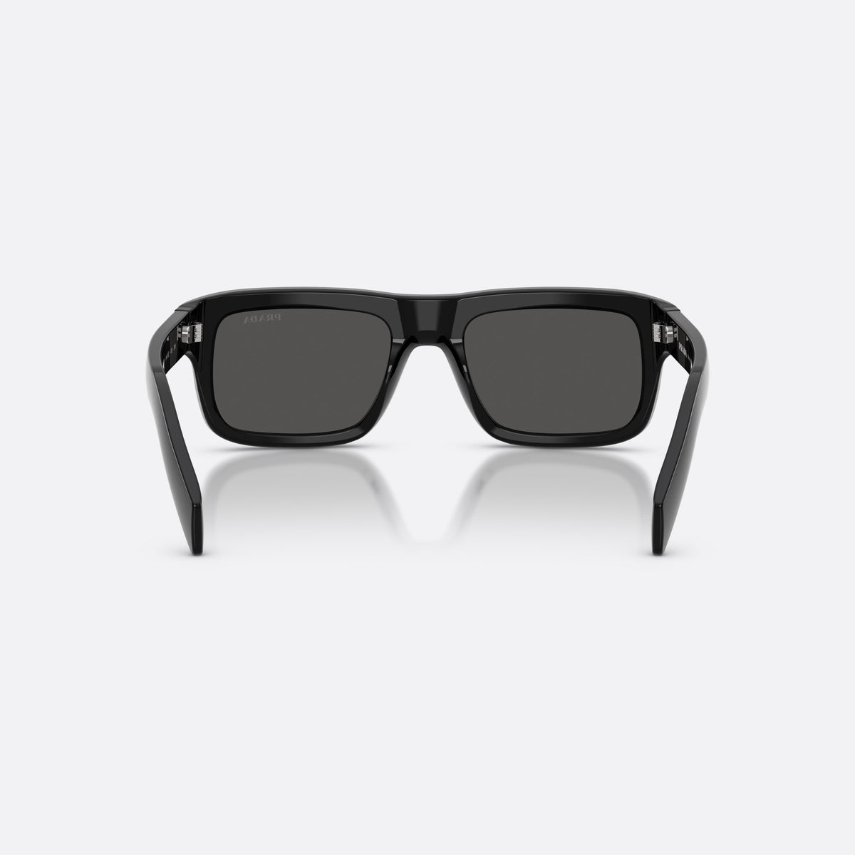 Ochelari de soare Prada PR D11S 16K08Z, rectangulari negru, pentru bărbați, punte simplă, integrată în față, brațe late și plate, vedere din spate
