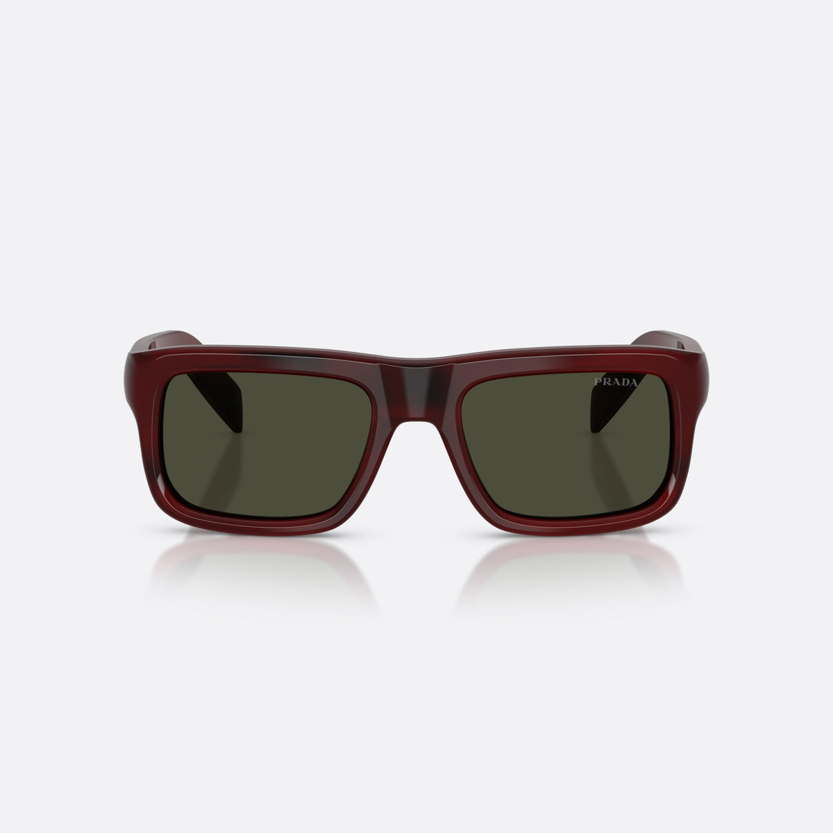 Ochelari de soare Prada PR D11S 25J50X, rectangulari roșu, pentru bărbați, punte simplă integrată, literele brandului pe brațe, vedere din față