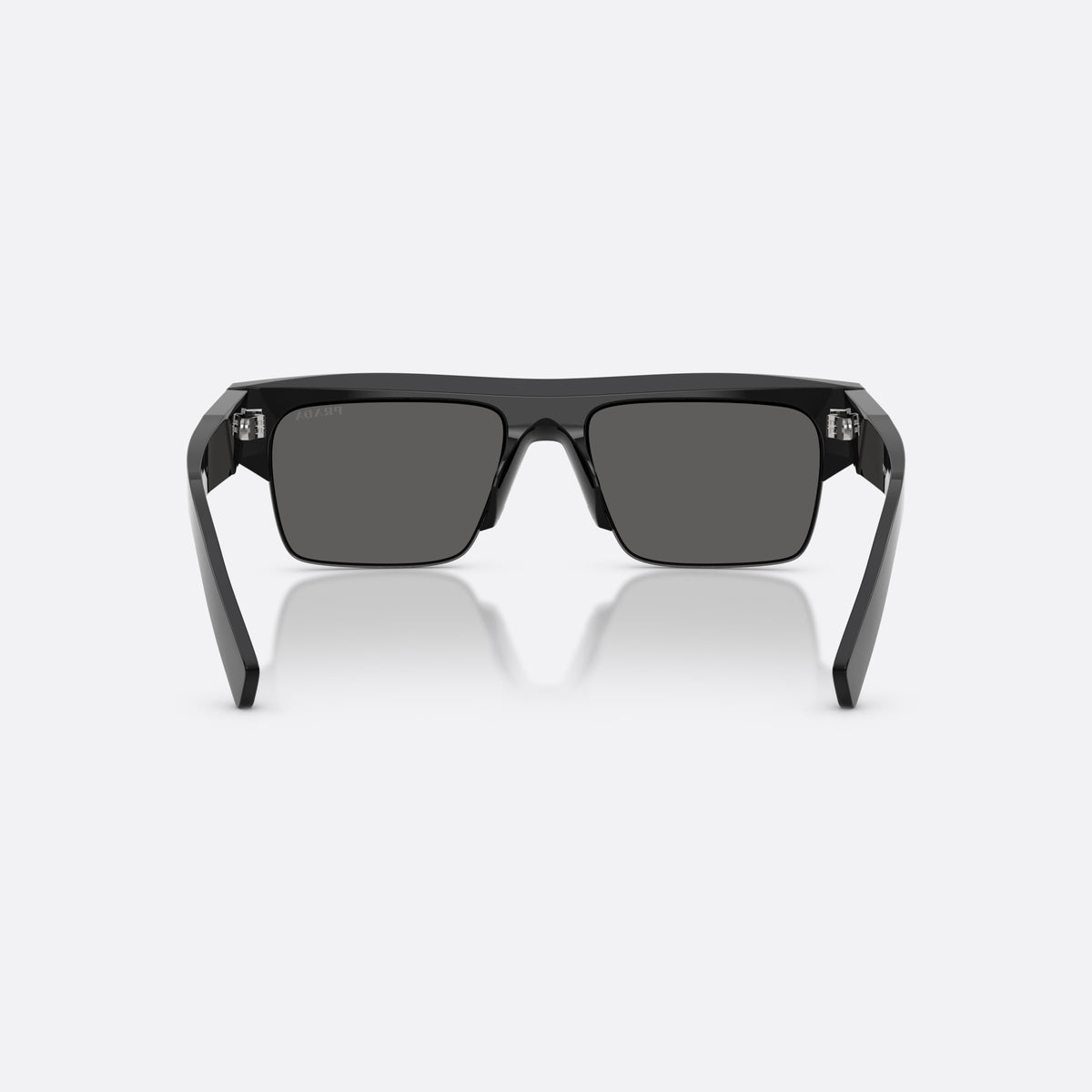 Ochelari de soare Prada PR D12SU 16K20Z, rectangulari negru, pentru bărbați, punte simplă, partea superioară dreaptă, brațe late, conice, vedere din spate