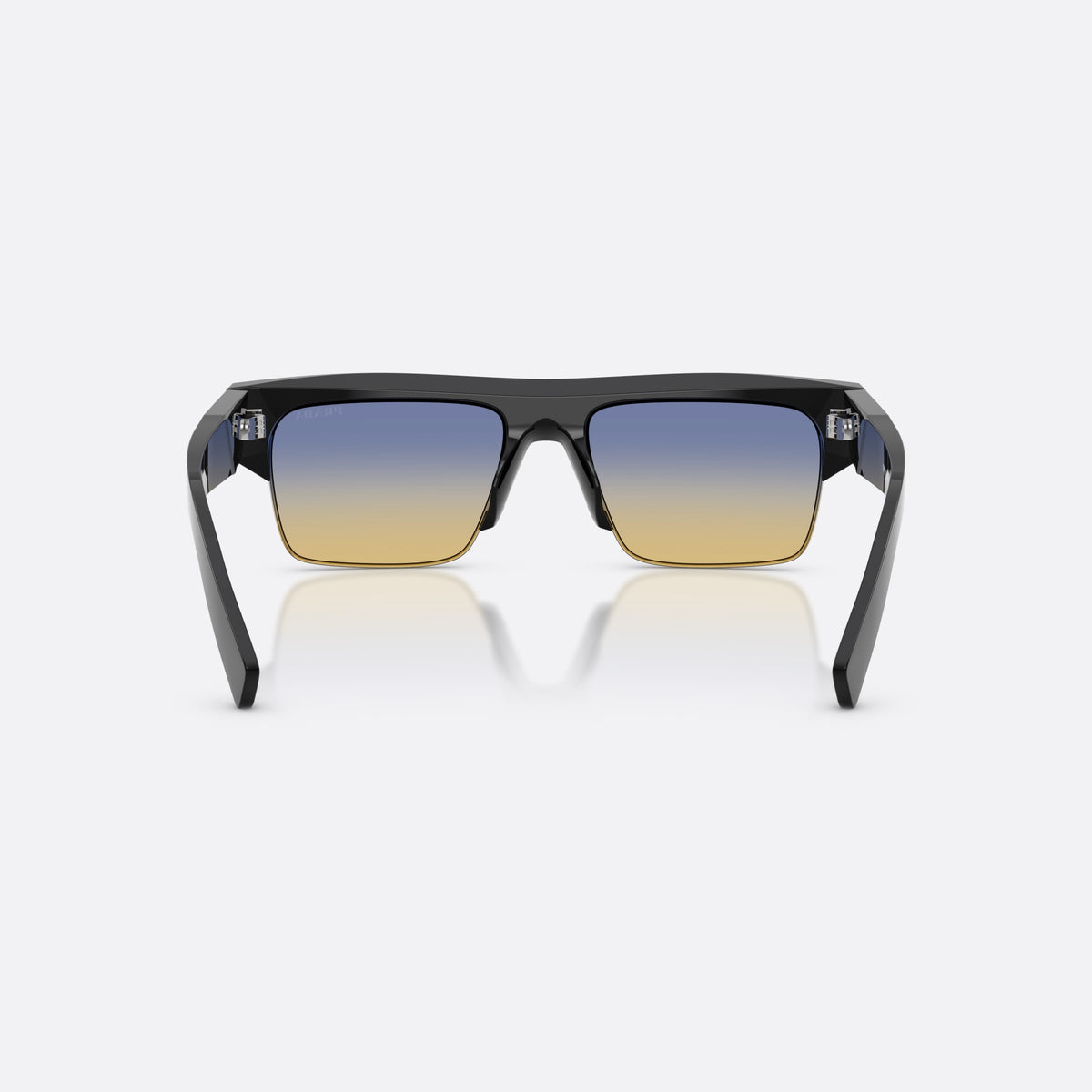 Ochelari de soare Prada PR D12SU 16K50E, rectangulari negru, pentru bărbați, punte simplă, literele brandului pe brațe, vedere din spate