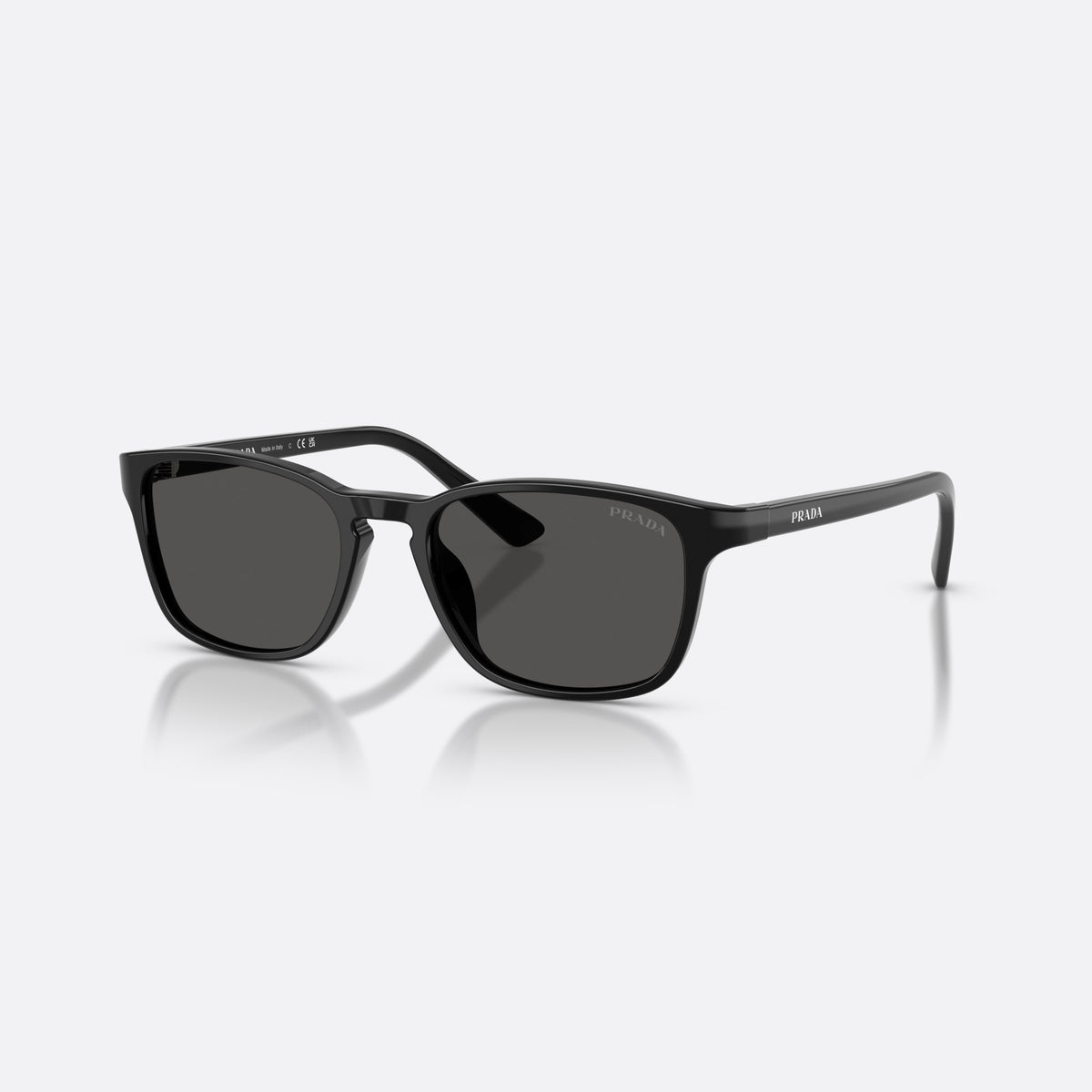 Ochelari de soare Prada PR D13SU 16K08Z, pillow negru, pentru bărbați, literele brandului pe brațe, brațe subțiri, conice