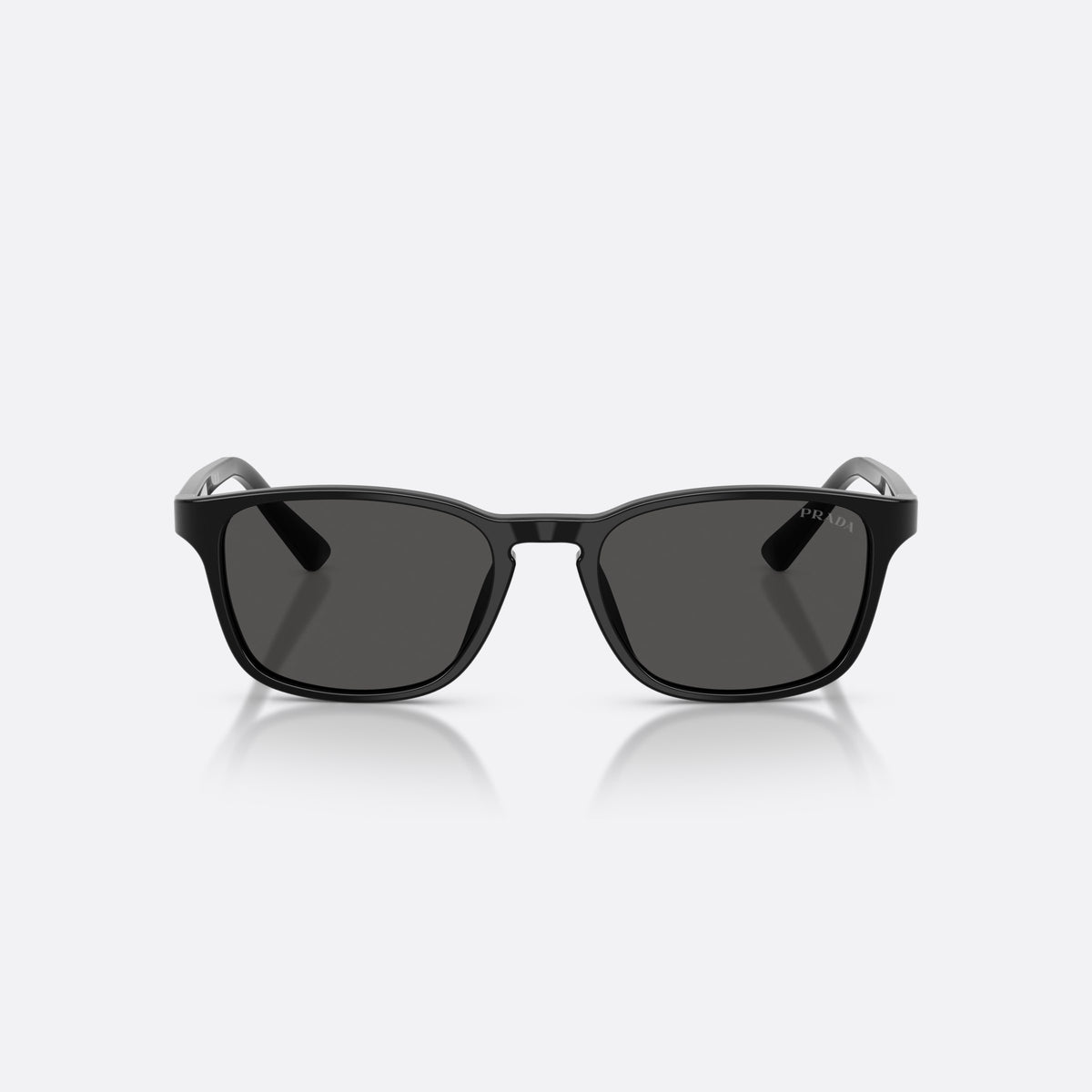 Ochelari de soare Prada PR D13SU 16K08Z, pillow negru, pentru bărbați, literele brandului pe brațe, brațe subțiri, conice, vedere din față