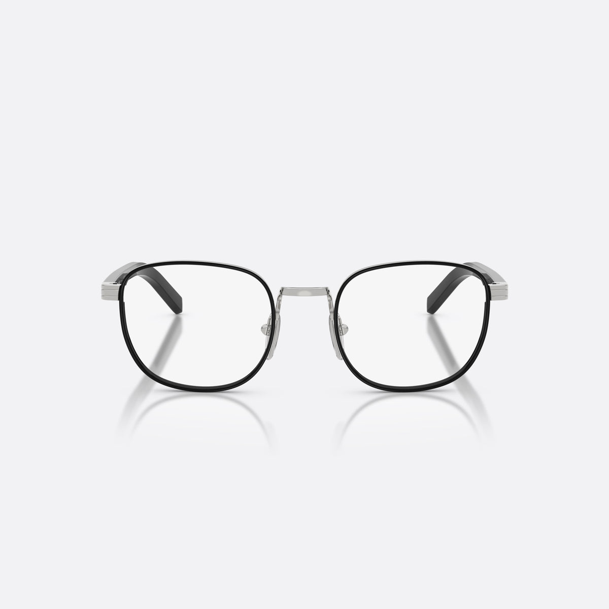 Rame ochelari de vedere Prada PR D50V 1BC1O1, phantos argintiu, pentru bărbați, punte metalică cu design simplu, literele brandului pe brațe, vedere din față