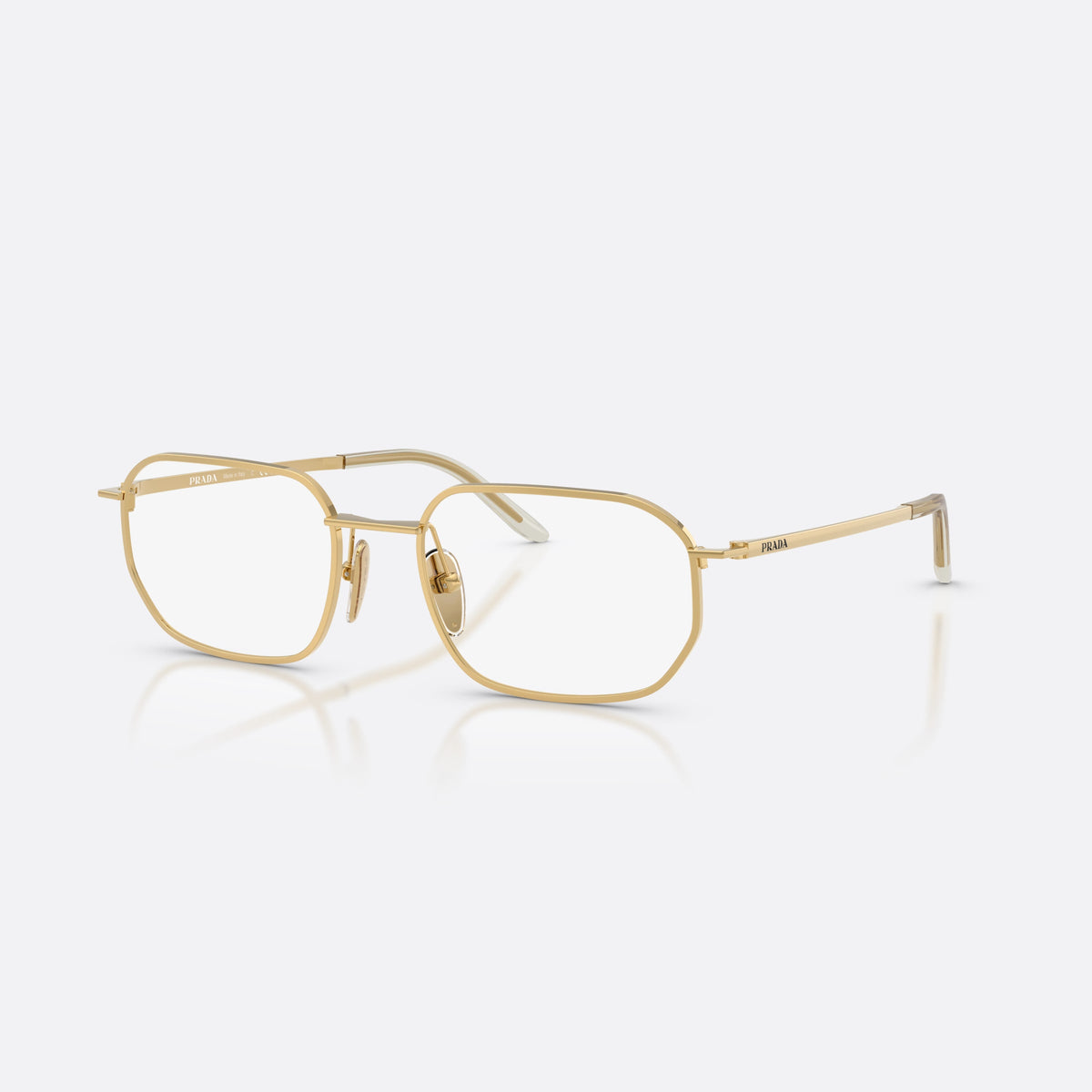 Rame ochelari de vedere Prada PR D51V 5AK1O1, neregulat auriu, pentru bărbați, punte simplă din metal, literele brandului pe brațe