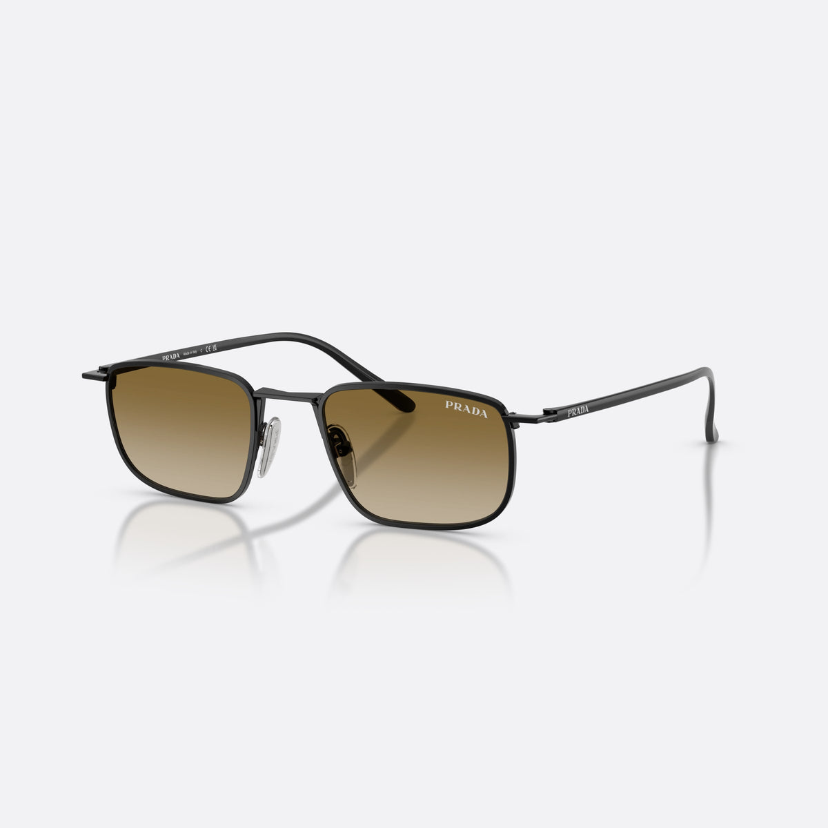 Ochelari de soare Prada PR D52S 1AB20U, pillow negru, pentru bărbați, punte metalică simplă, litere ale brandului pe brațe