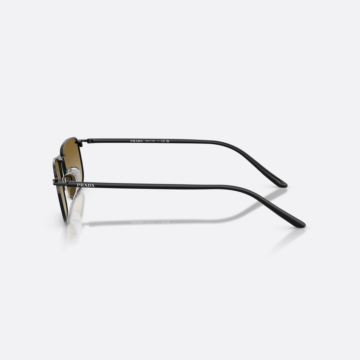 Ochelari de soare Prada PR D52S 1AB20U, pillow negru, pentru bărbați, punte metalică simplă, litere ale brandului pe brațe, vedere laterală
