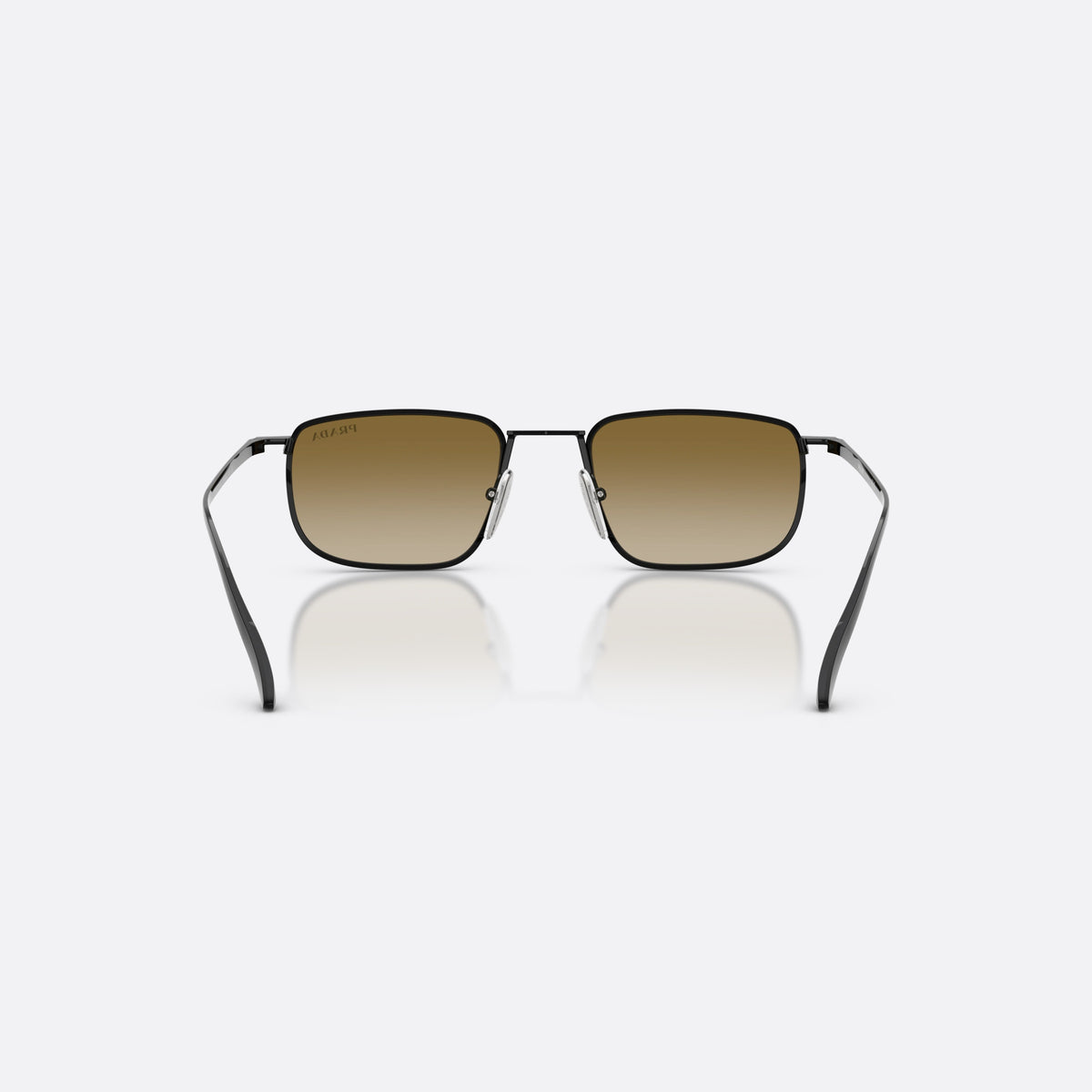 Ochelari de soare Prada PR D52S 1AB20U, pillow negru, pentru bărbați, punte metalică simplă, litere ale brandului pe brațe, vedere din spate