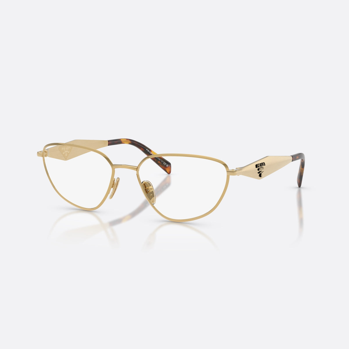 Rame ochelari de vedere Prada PR D52V 24J1O1, neregulat auriu, pentru femei, punte metalică simplă, logo-ul brandului pe brațe
