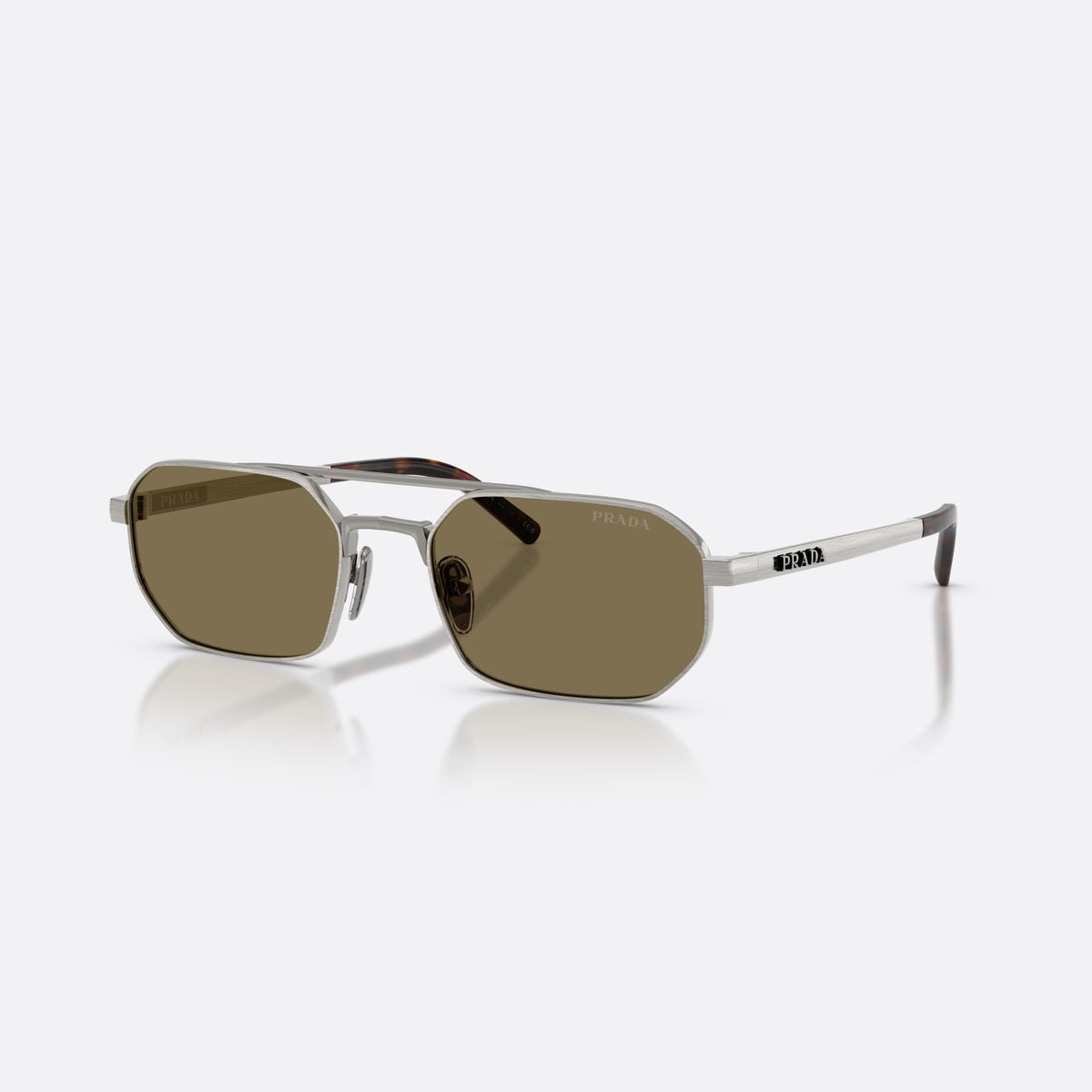 Ochelari de soare Prada PR D53S 23J90F, neregulat gri, pentru bărbați, punte dublă, logo al brandului pe braț