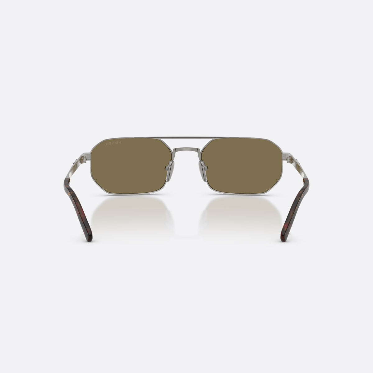 Ochelari de soare Prada PR D53S 23J90F, neregulat gri, pentru bărbați, punte dublă, logo al brandului pe braț, vedere din spate