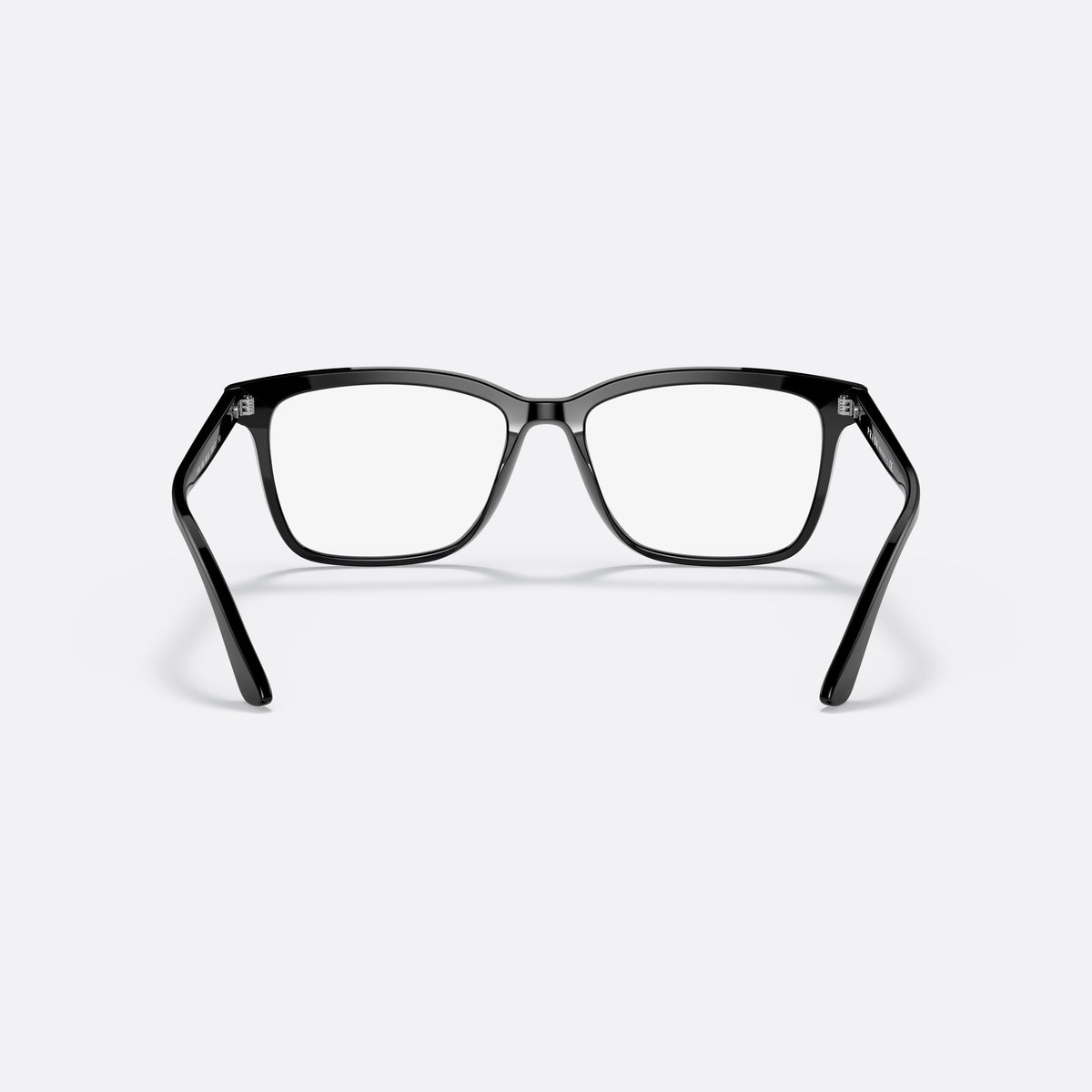 Prada PRADA PR 14WV 1AB-1O1 eyeglasses, black geometric frame for men, plain bridge, brand logo plaque on temple, back view