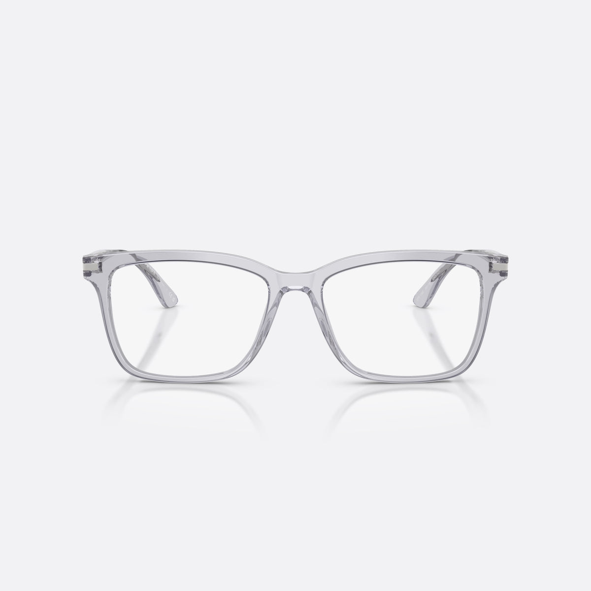 Prada PRADA PR 14WV U43-1O1 eyeglasses, grey geometric frame for men, plain bridge, brand lettering on temples, front view