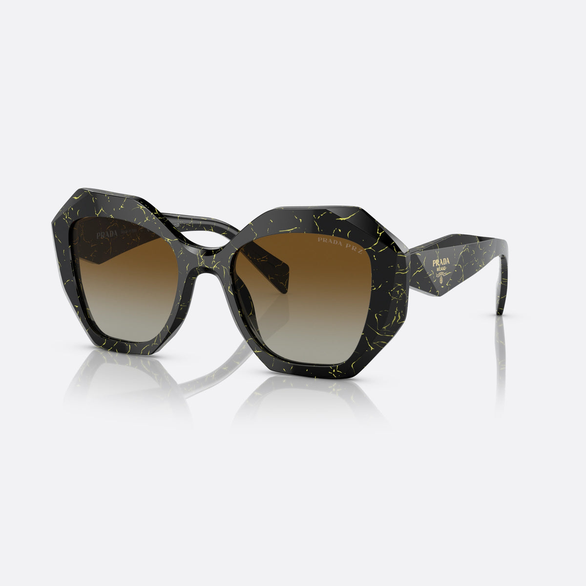 Prada PRADA PR 16WS 19D-6E1 sunglasses, black butterfly frame for women, plain integrated bridge, brand lettering on temples