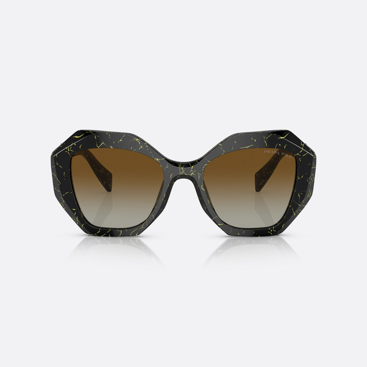 Prada PRADA PR 16WS 19D-6E1 sunglasses, black butterfly frame for women, plain integrated bridge, brand lettering on temples, front view