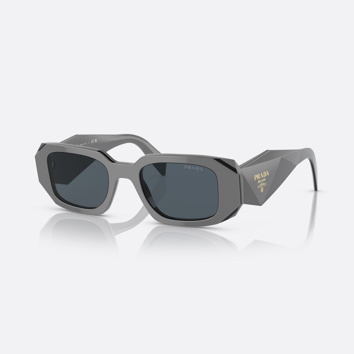 Ochelari de soare Prada PRADA PR 17WS 11N-09T, geometrica gri, pentru femei, punte integrată simplă, litere ale brandului pe brațe