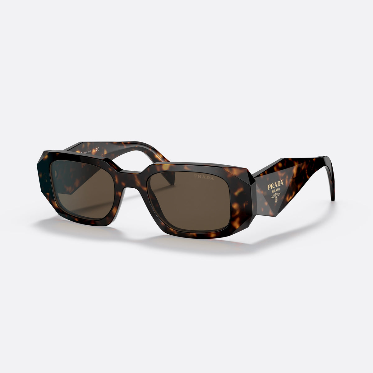 Prada PRADA PR 17WS 2AU-8C1 H sunglasses, havana geometric frame for women, plain bridge, brand lettering on temples, full-rim frame
