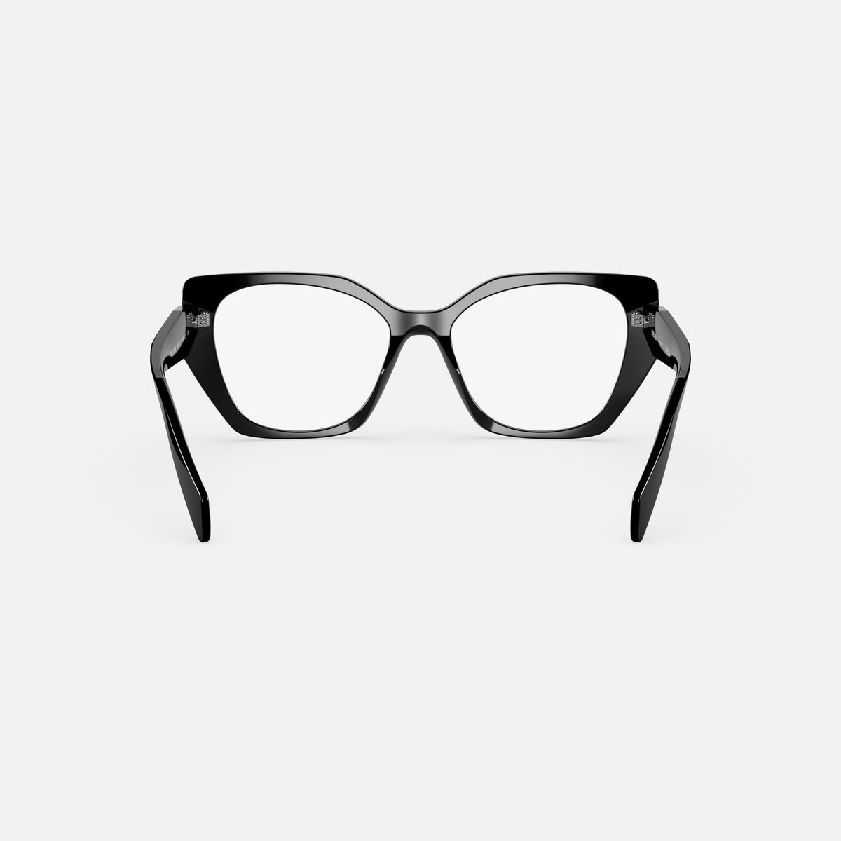Rame ochelari de vedere Prada PRADA PR 18WV 1AB-1O1, cat eye negru, pentru femei, punte integrată simplă, literele brandului pe brațe, vedere din spate