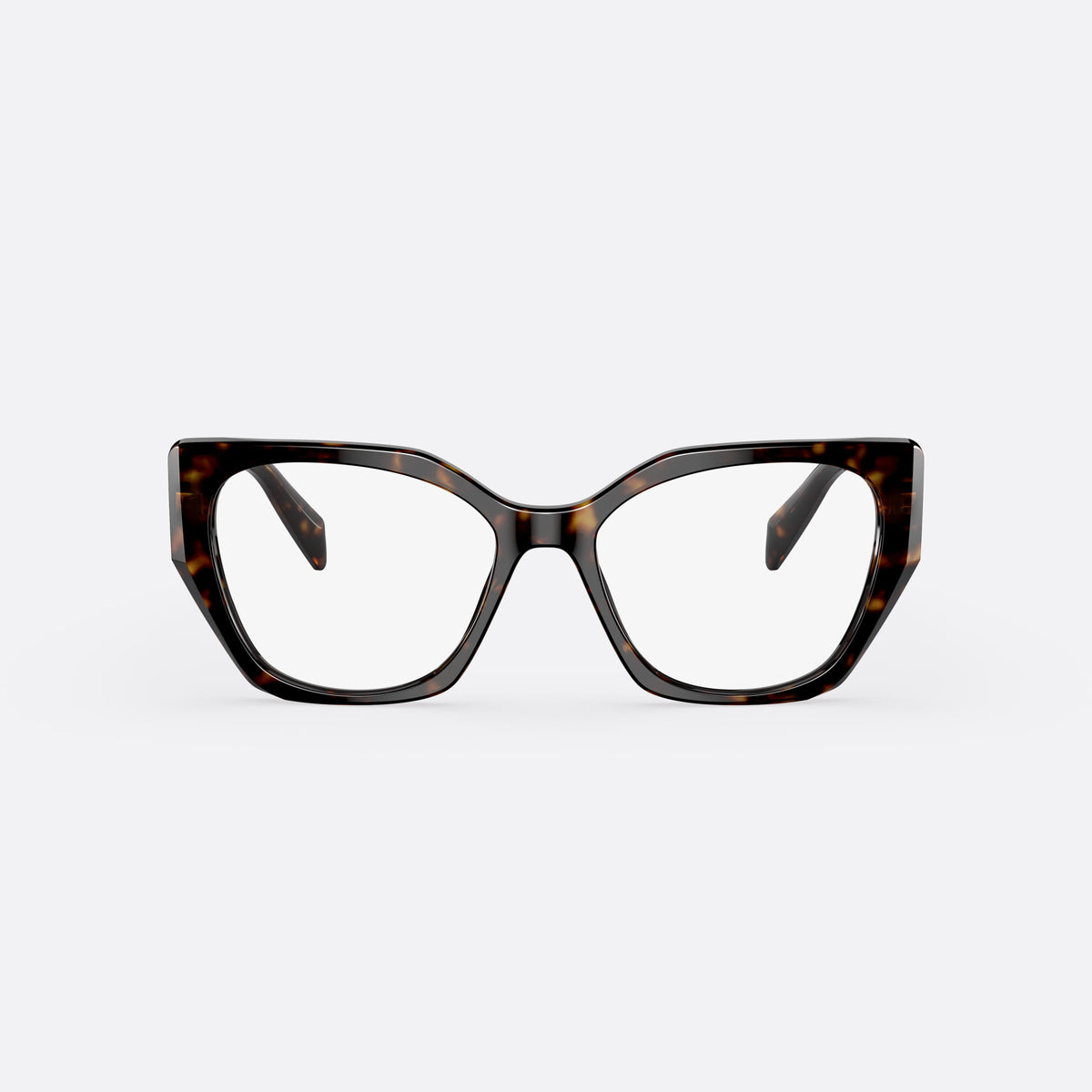 Prada PRADA PR 18WV 2AU-1O1 eyeglasses, havana cat eye frame for women, plain bridge, brand lettering on temples, front view