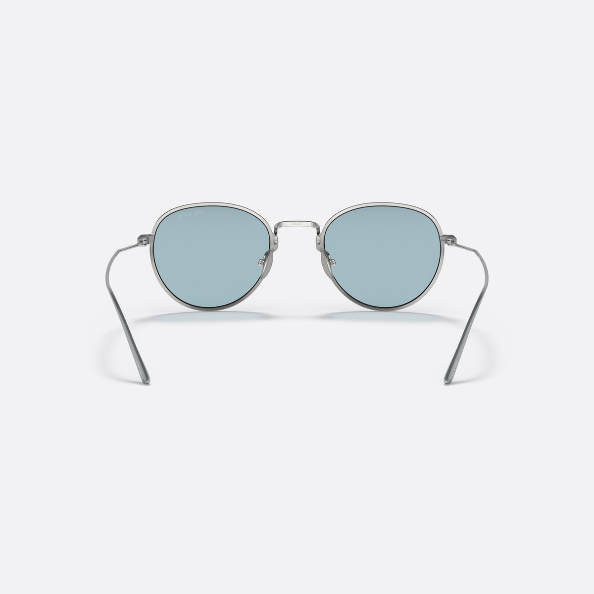Prada PRADA PR 53WS 05Q-05I sunglasses, silver round frame for men, plain metal bridge, brand lettering on lens, back view