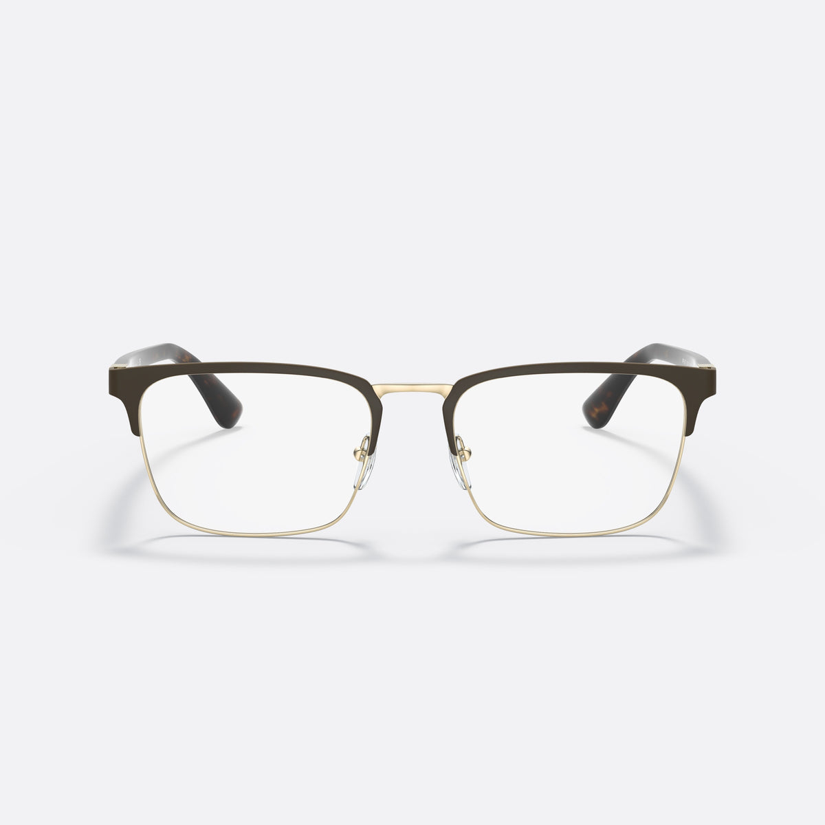 Rame ochelari de vedere Prada PRADA PR 54TV 01U-1O1, geometrica maro, pentru bărbați, punte șa cu metal de culoare aurie, placă metalică pe braț, vedere din față