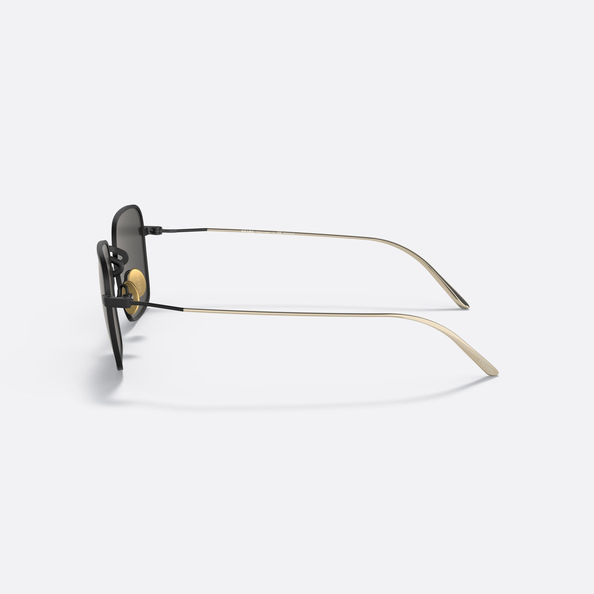 Prada PRADA PR 54WS 04Q-5S0 sunglasses, black geometric frame for women, plain metal bridge, brand lettering on lens, side view