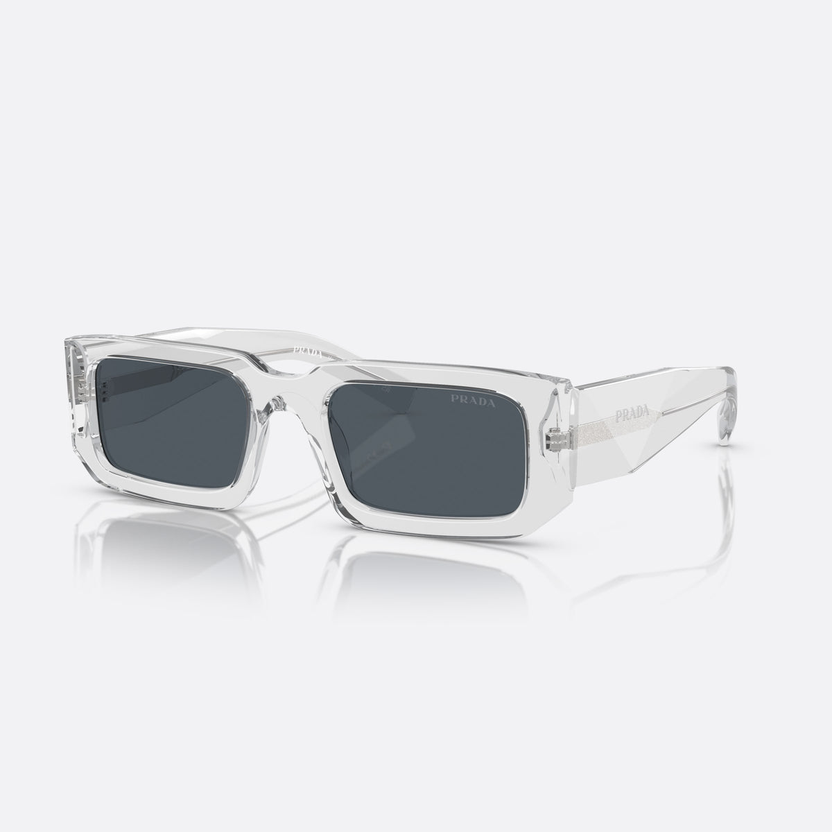 Ochelari de soare Prada Symbole PR 06YS 12R-09T, rectangulari transparent, pentru bărbați, punte keyhole, logo al brandului pe colțul frontal