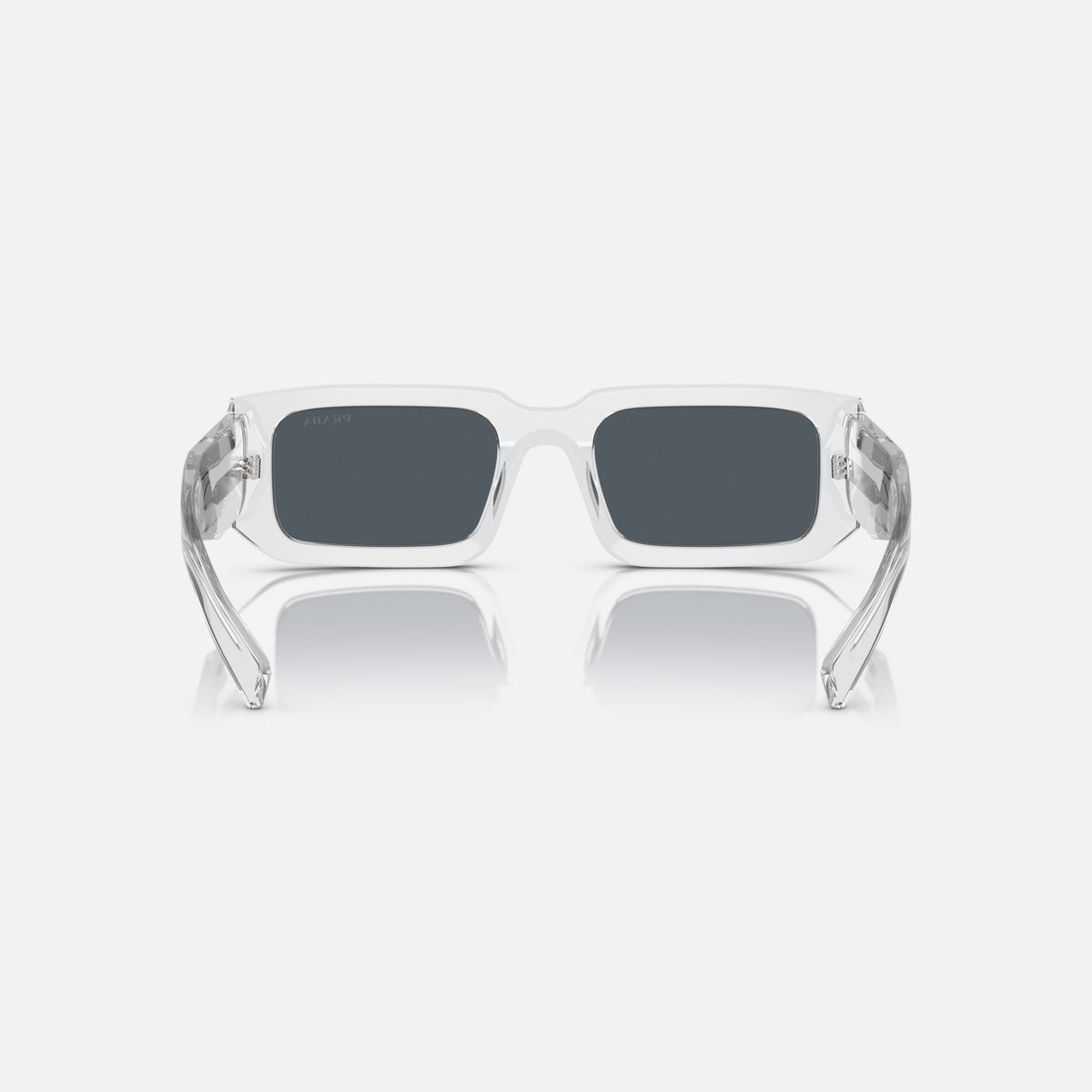 Ochelari de soare Prada Symbole PR 06YS 12R-09T, rectangulari transparent, pentru bărbați, punte keyhole, logo al brandului pe colțul frontal, vedere din spate