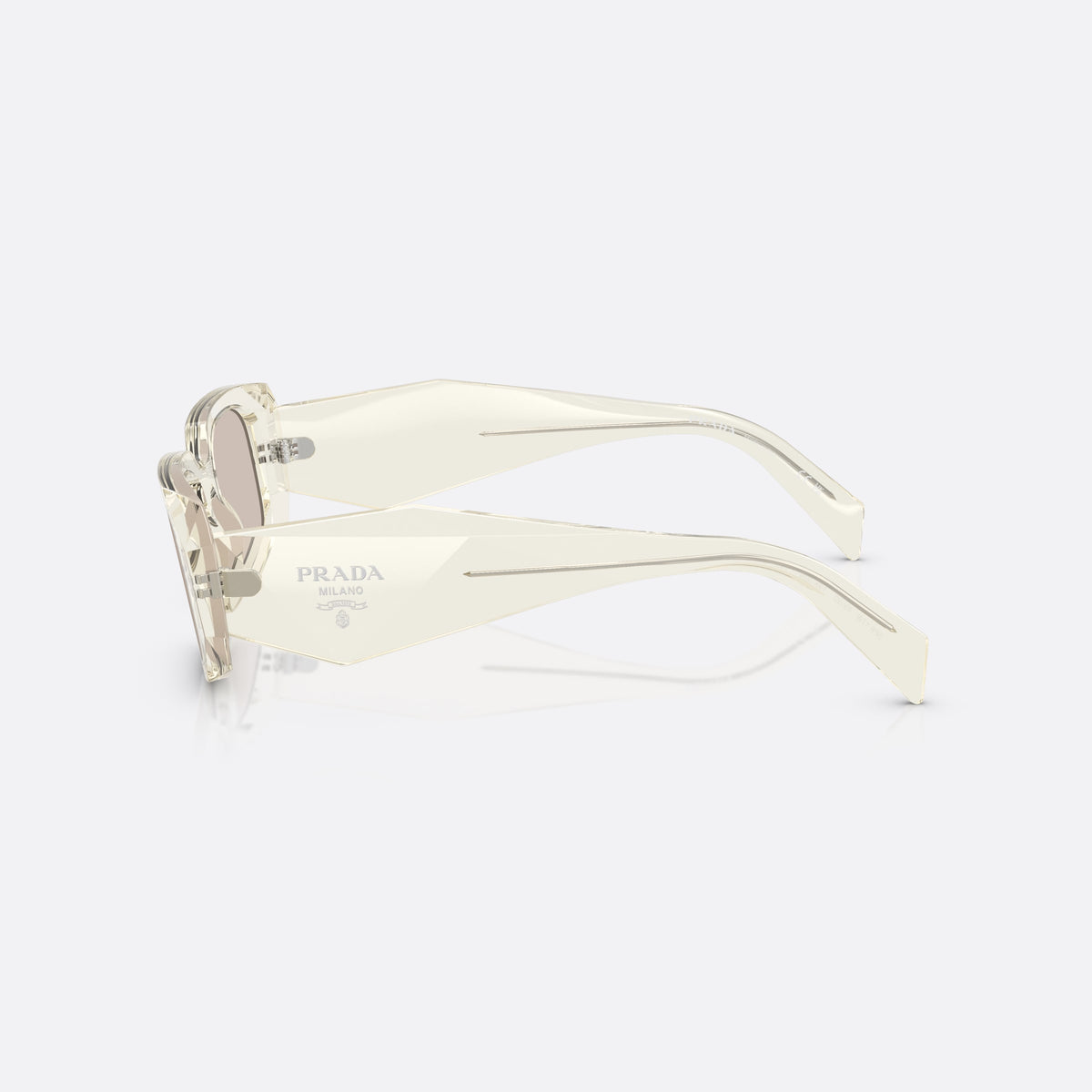 Ochelari de soare Prada Symbole PR 17WS 19X30N, geometrica transparent, pentru femei, punte simplă, literele brandului pe brațe, ramă completă, vedere laterală