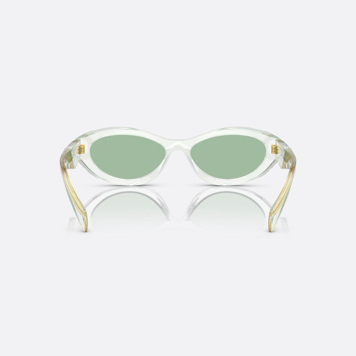 Ochelari de soare Prada Symbole PR 26ZS 14R-20E, ovali verde, unisex, punte keyhole, literele brandului pe brațe, ramă completă, vedere din spate