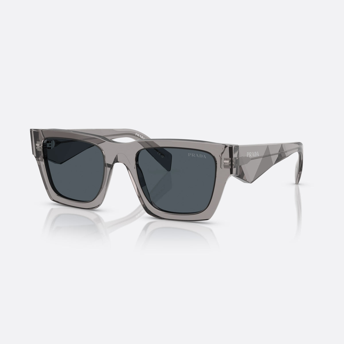 Prada Symbole PR A06S 16Z70B GRDG sunglasses, grey pantos frame for men, plain bridge with straight top