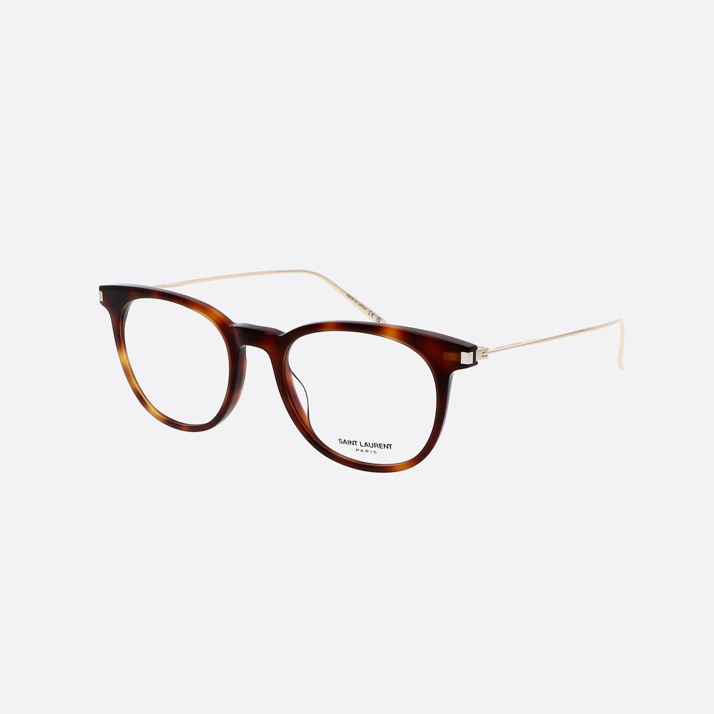 Saint 49mm Laurent Classic Havana Round Man Eyeglasses - Main View