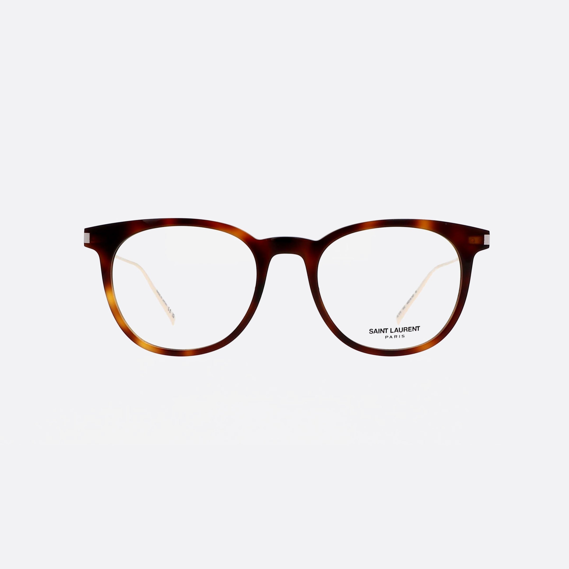 Saint 49mm Laurent Classic Havana Round Man Eyeglasses - Side View