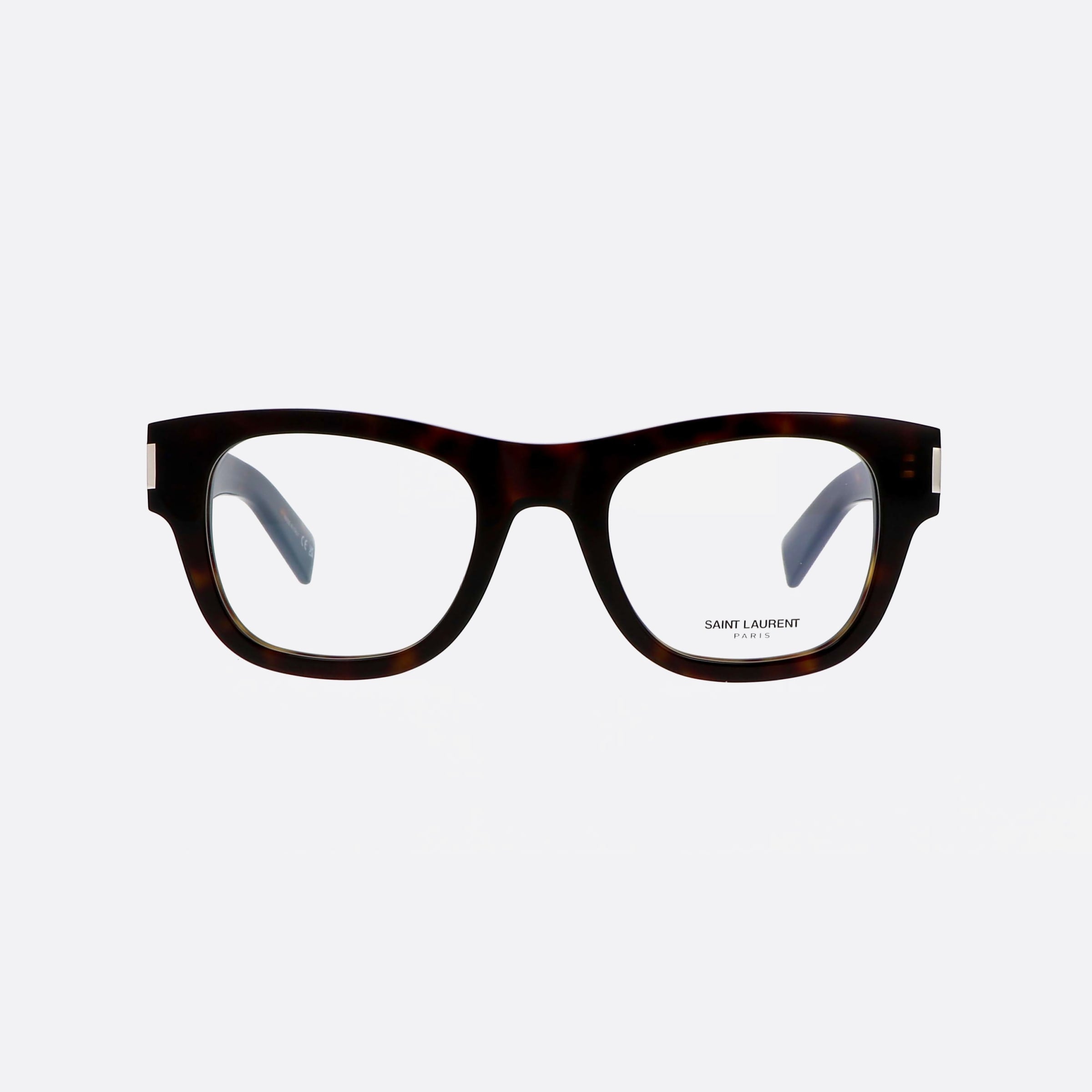 Saint 50mm Laurent Classic Havana Squared Unisex Eyeglasses - Side View